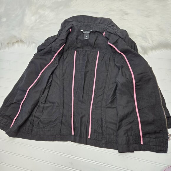 White House Black Market Light Jacket Women's 14 Black Ruffle Collar 3/4 Sleeve - Picture 3 of 8